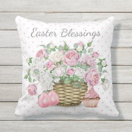Pillow Outdoor Påsk Rosa Blommigt, Ägg, Cupcoa Kudde