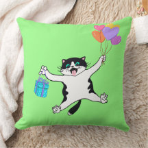 Pillow Pair Cat Decorative Bright-Grönt