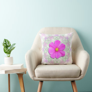Pillow - Personlig - Mörk Rosa Cosmos Snöre Latt Kudde