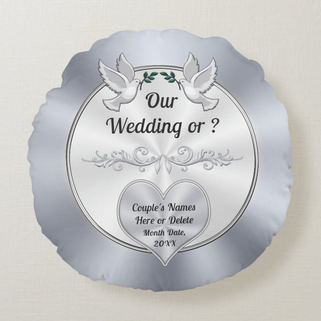 Pillow personlig, Pillow Bröllop Ring Rund Kudde (Framsidan)