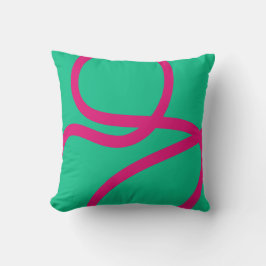 Pillow – Pink Lines on Green Kudde