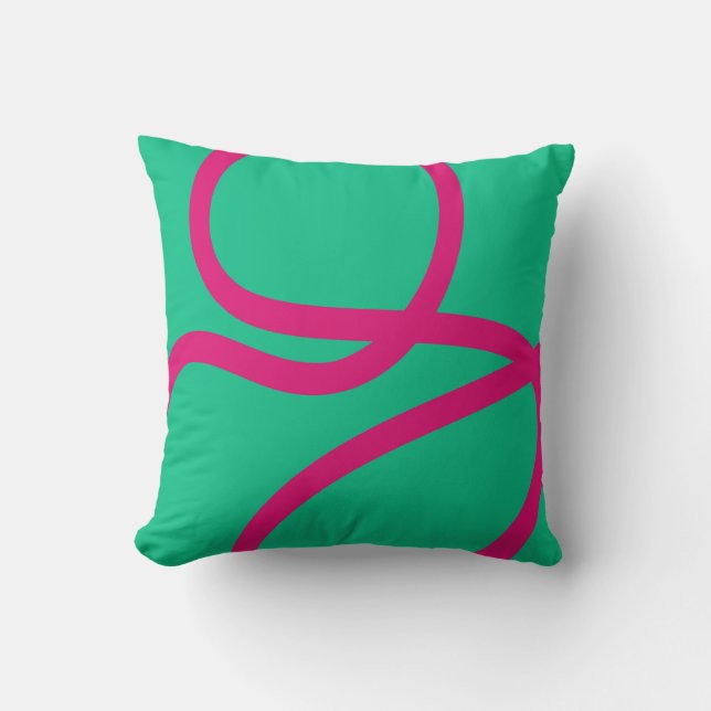 Pillow – Pink Lines on Green Kudde (Framsida)