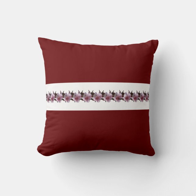 Pillow - Plum-Blommar på Rand i Kudde (Framsida)