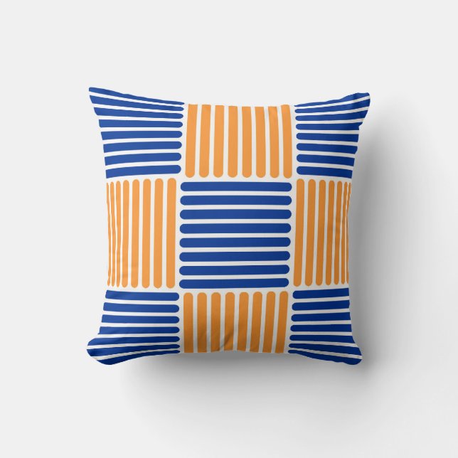 Pillow rand Mönster i Blue och Orange färg Kudde (Framsida)