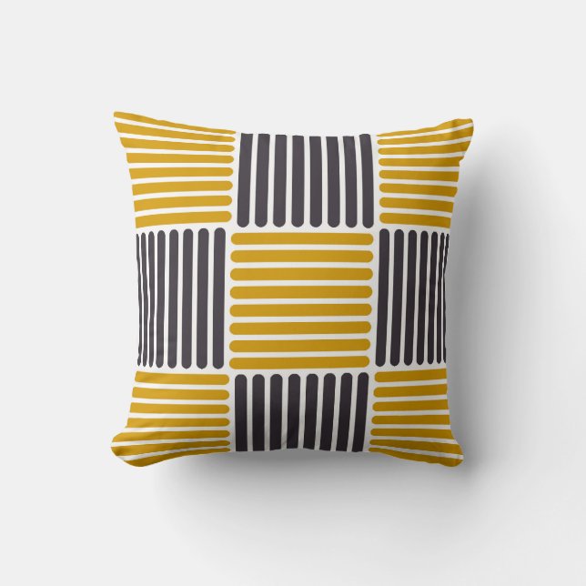 Pillow rand Mönster i Guld och Svarta färg Kudde (Framsida)