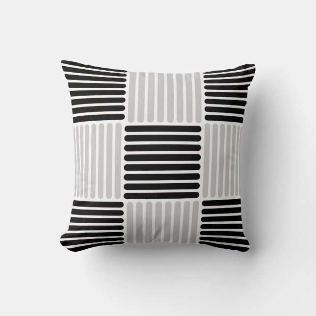 Pillow rand Mönster i Silver och Svarta färg Kudde (Framsida)