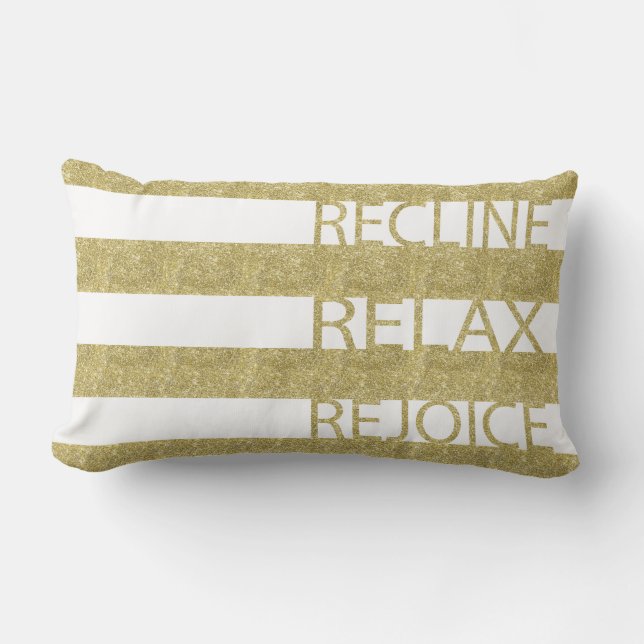 Pillow "Recline, Slappna av, Rejoice" från Guld Lumbarkudde (Framsida)