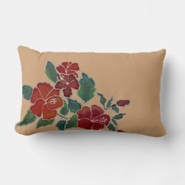 Pillow - Red Hibiscus Flowers Lumbarkudde
