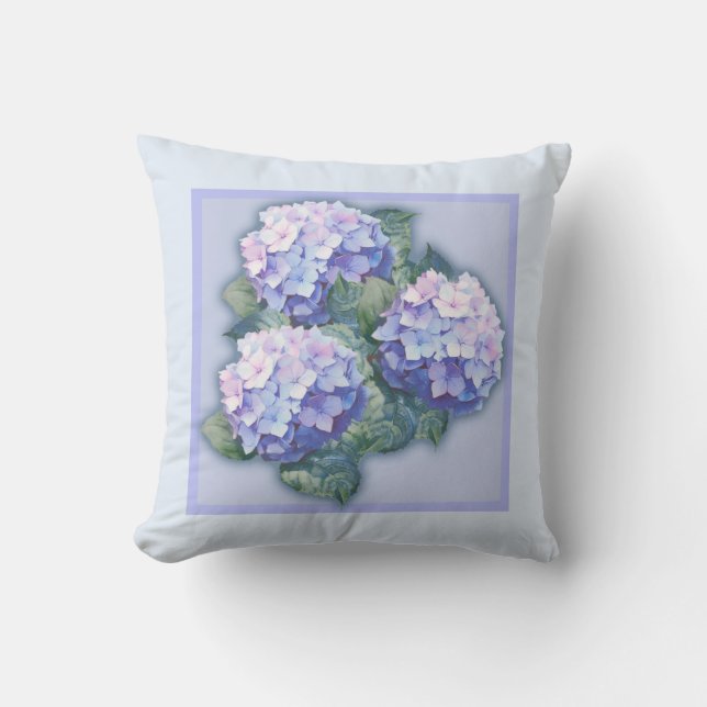 Pillow - romantisk blommigt, blomma, hidrangea kudde (Framsida)