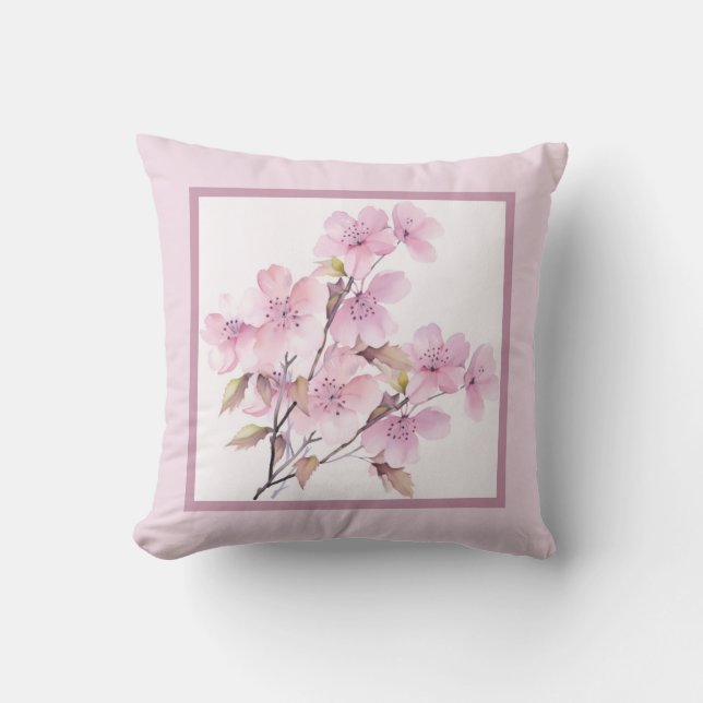 Pillow - romantisk blommigt, blomma, körsbärs blom kudde (Framsida)