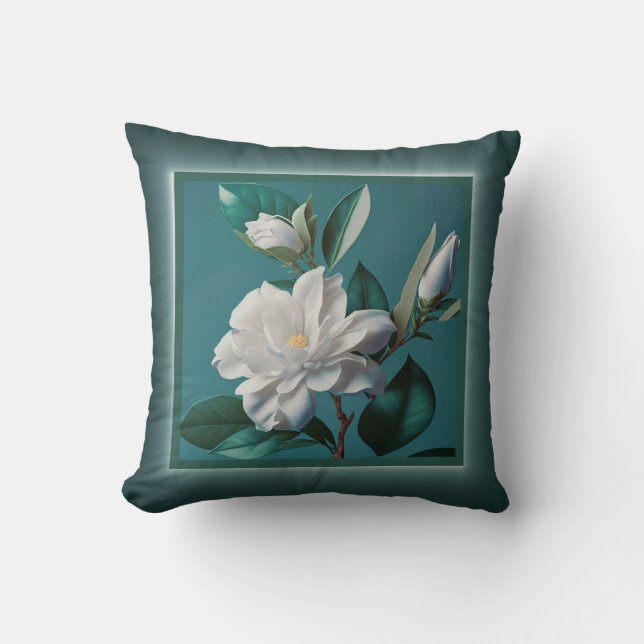 Pillow - romantisk blommigt, blomma, magnolia kudde (Framsida)