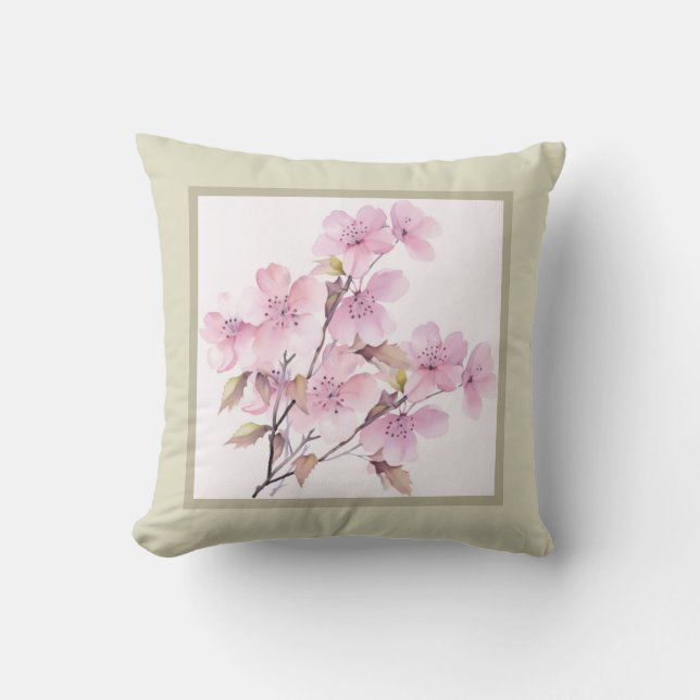 Pillow - romantisk blommigt, blomma, sherry-blomma kudde (Framsida)