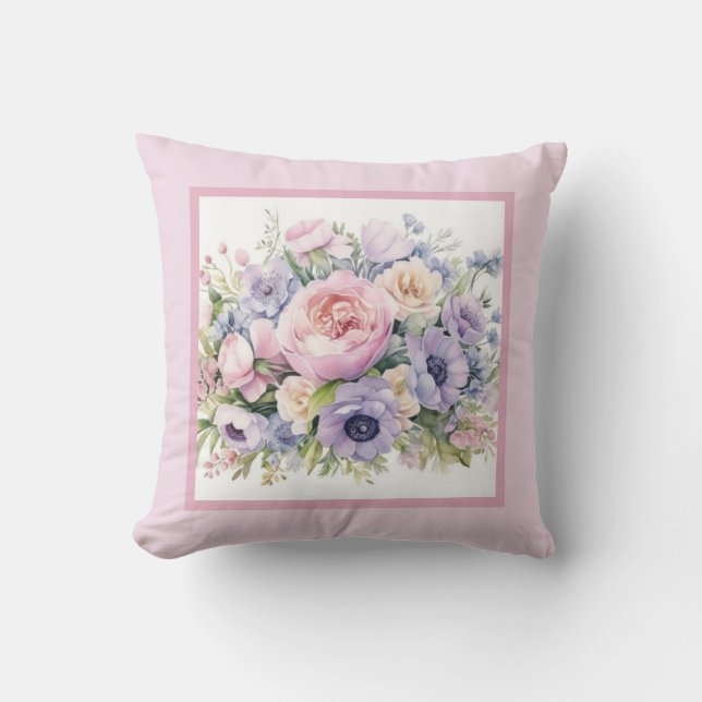 Pillow, romantisk blommigt kudde (Framsida)