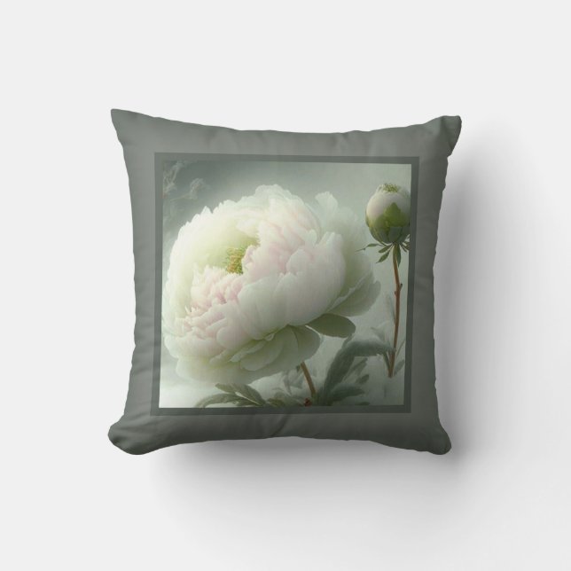 Pillow - romantisk blommigt, peonblomma, paeonia kudde (Framsida)