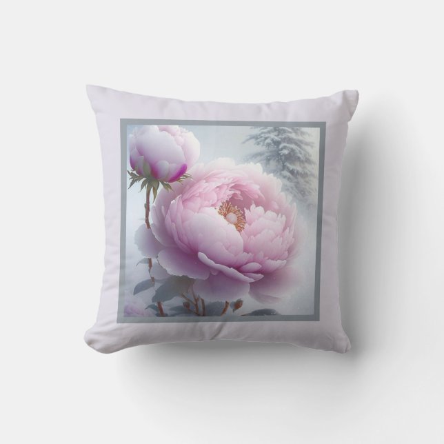 Pillow - romantisk blommigt, peonblomma, paeonia kudde (Framsida)
