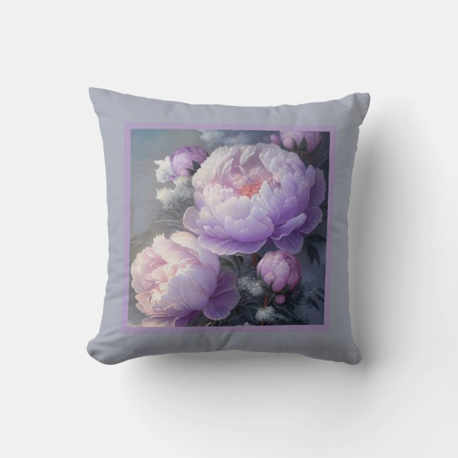 Pillow - romantisk blommigt, peonblomma, paeonia kudde (Framsida)