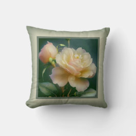Pillow - romantisk blommigt, ro-blomman, gul ros kudde