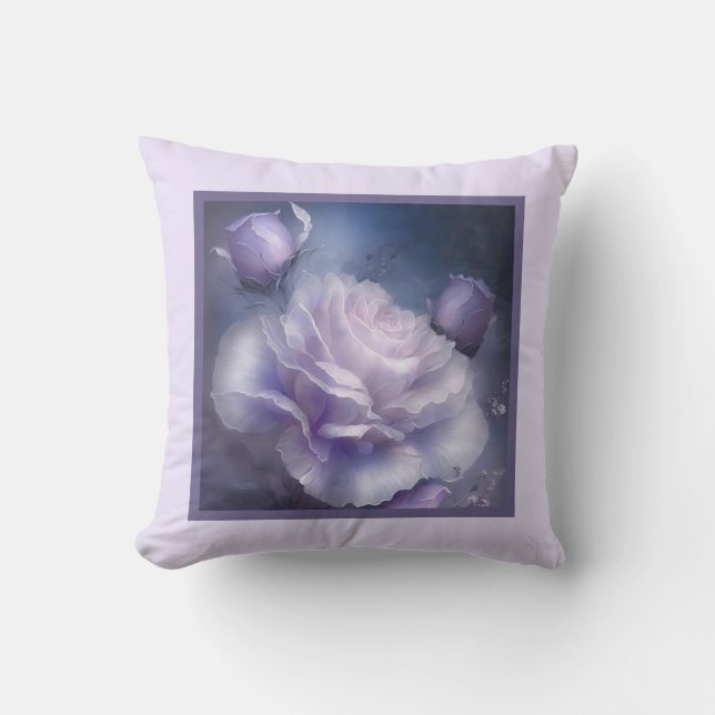 Pillow - romantisk blommigt, ro-blomman, vit ros kudde (Framsida)