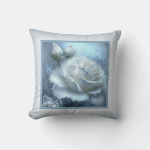 Pillow - romantisk blommigt, ro-blomman, vit ros kudde