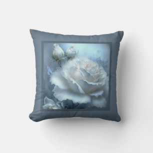Pillow - romantisk blommigt, ro-blomman, vit ros kudde