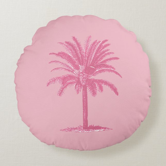 Pillow rosa Handflatan Träd Rund Kudde (Framsidan)