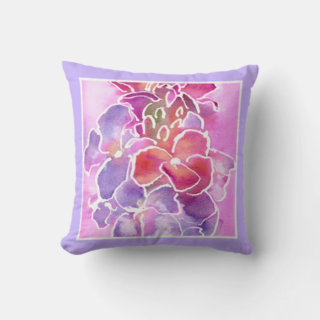 Pillow, Rosa, Mauve, Blå Wallblommor Kudde (Framsida)