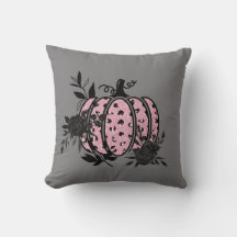 Pillow, Rosa och svart Blommigt/Leopard Pumpkin