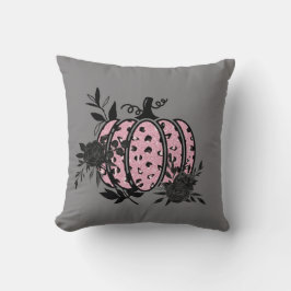 Pillow, Rosa och svart Blommigt/Leopard Pumpkin Kudde