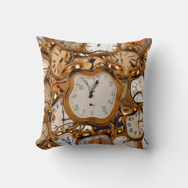 Pillow Runing Flowing Time Clock Watch Soom Kudde (Framsida)