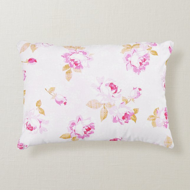 Pillow shabby chic Blek Rosa ros Prydnadskudde (Framsidan)