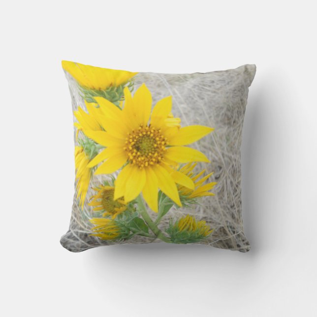 Pillow Solrosfoto - Gult av ljusbeläggning Kudde (Framsida)