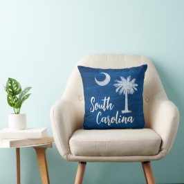 Pillow - South Carolina Flagga med Palmetto Träd Kudde