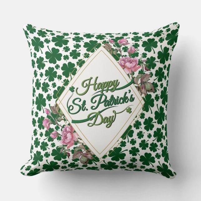 Pillow st patrick's day Blommigt Klöver Kudde (Framsida)