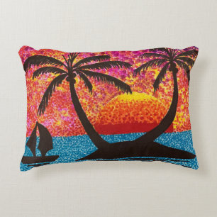 Pillow - Sunset Tropical Island Prydnadskudde