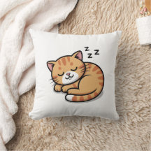 Pillow Tabby katt i Cute Sleft Orange