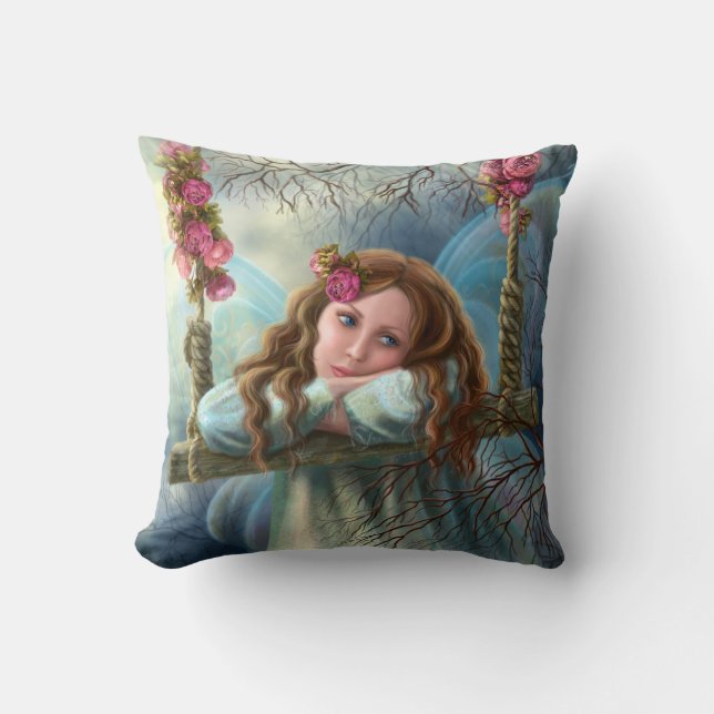 Pillow, vacker ung fjärilssfluga på swing kudde (Framsida)