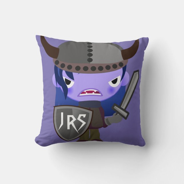 Pillow Vampire Viking Lila Girl Shield Sword Kudde (Framsida)
