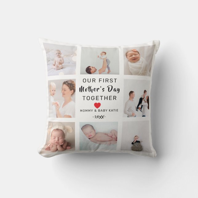 Pillow | Vår första fotokollage i Fars dag Kudde (Framsida)