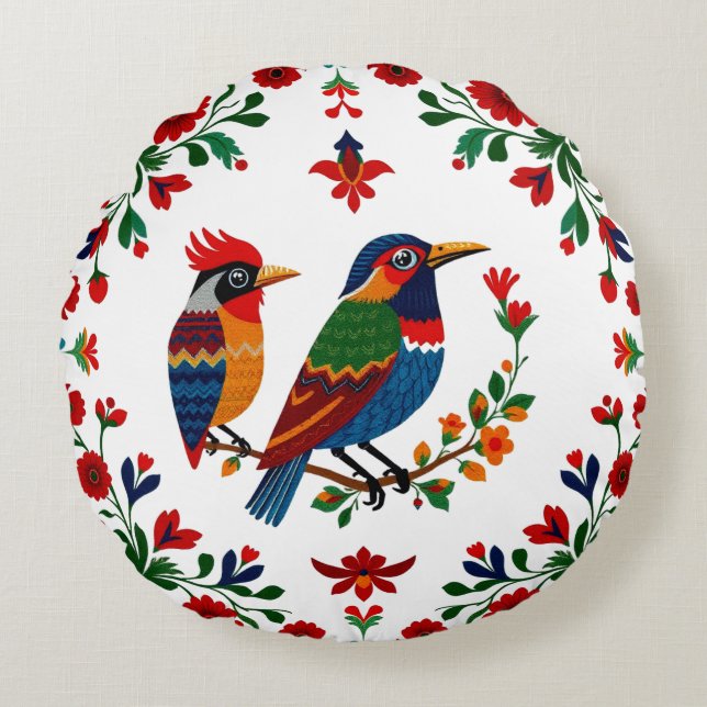 Pillow Vibrant Symmetrical Nature Design Rund Kudde (Framsidan)