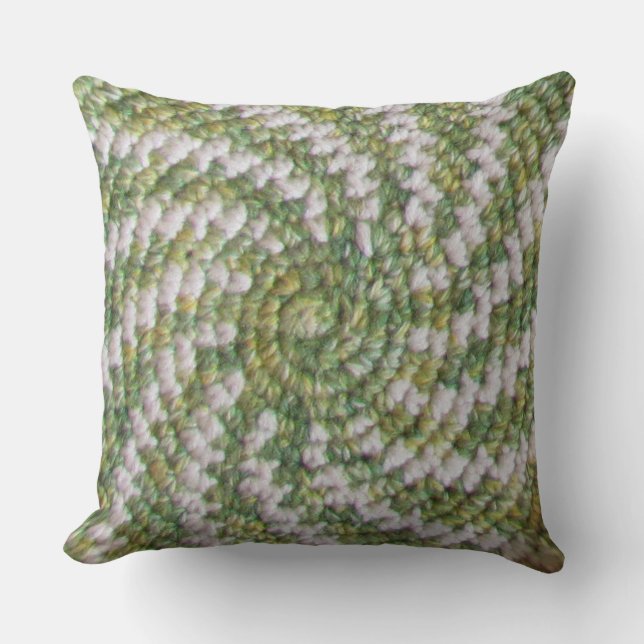 Pillow - Vita och Grönt Spiral Kudde (Framsida)