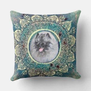 Pillow with Kees on bluegreen mandala Kudde