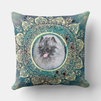 Pillow with Kees on bluegreen mandala Kudde