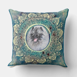 Pillow with Kees on bluegreen mandala Kudde
