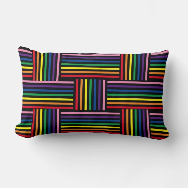 Pillow - Woven Rainbow Färgad Rosett band Lumbarkudde (Framsida)