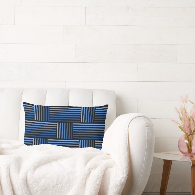 Pillow - Woven Rosett band Ombre Blue Lumbarkudde (Soffa)