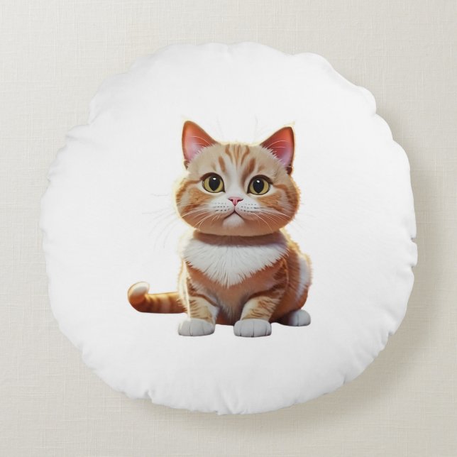 Pillowcase i Kattunge Rund Kudde (Framsidan)