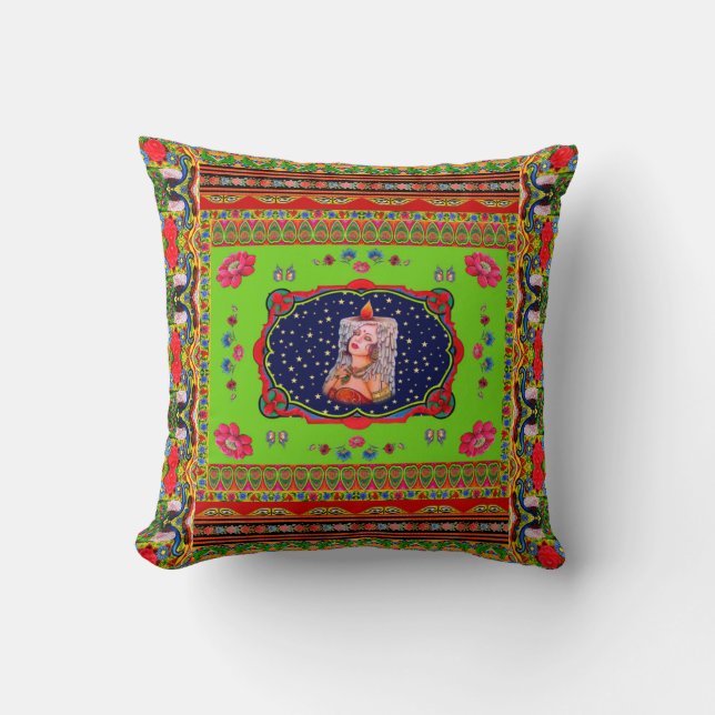 Pillowcase som inspireras av lastbilkonst - kudde (Framsida)