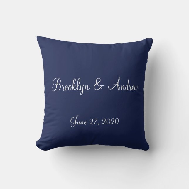 Pillows i Monogramme Blue Nautical Bröllop Kudde (Framsida)