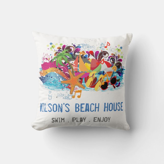 Pillows-personlig Pop Art Retro Summer Beach Kudde (Framsida)