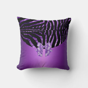 Pillows Zebra Black Lila Rosa Rand Bow Kudde